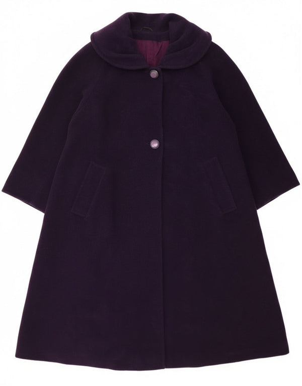 Винтажное женское пальто большого размера UK 14, большое фиолетовое из натуральной шерсти