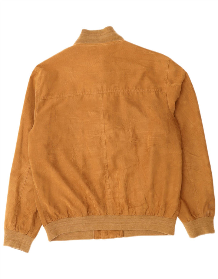 Винтажная мужская куртка-бомбер UK 40, большая коричневая полиэстер