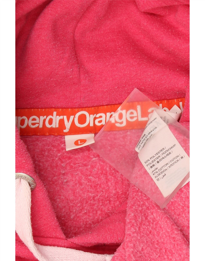 Женский джемпер с капюшоном SUPERDRY UK 16, большой розовый, полиэстер
