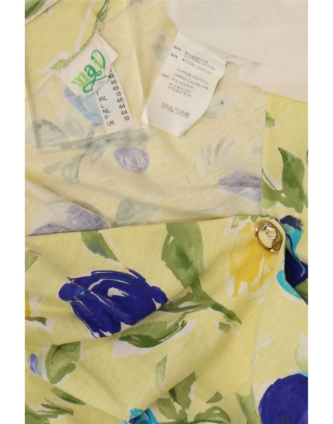 ВИНТАЖНОЕ женское платье-рубашка с короткими рукавами, Великобритания, 18 XL, желтое, хлопковое с цветочным принтом