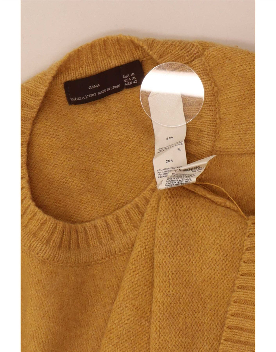 Мужской джемпер с круглым вырезом Zara XL, желтая шерсть