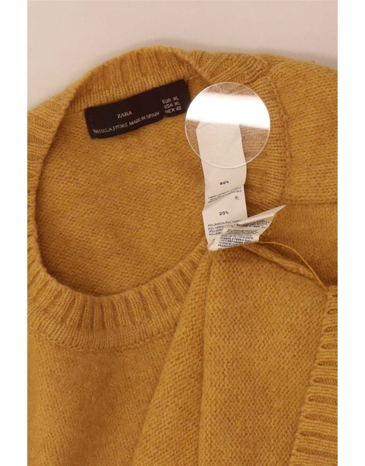 Мужской джемпер с круглым вырезом Zara XL, желтая шерсть