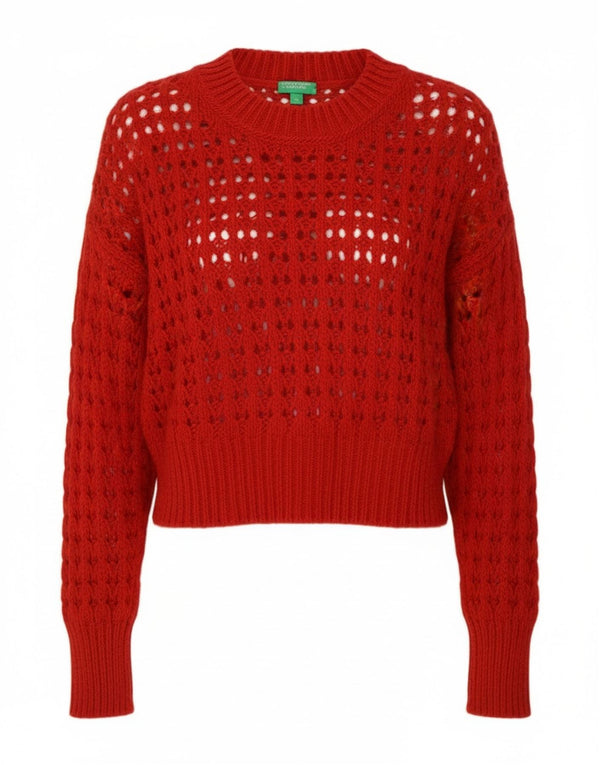 Женский объемный укороченный джемпер с круглым вырезом Benetton UK 4 XS красный