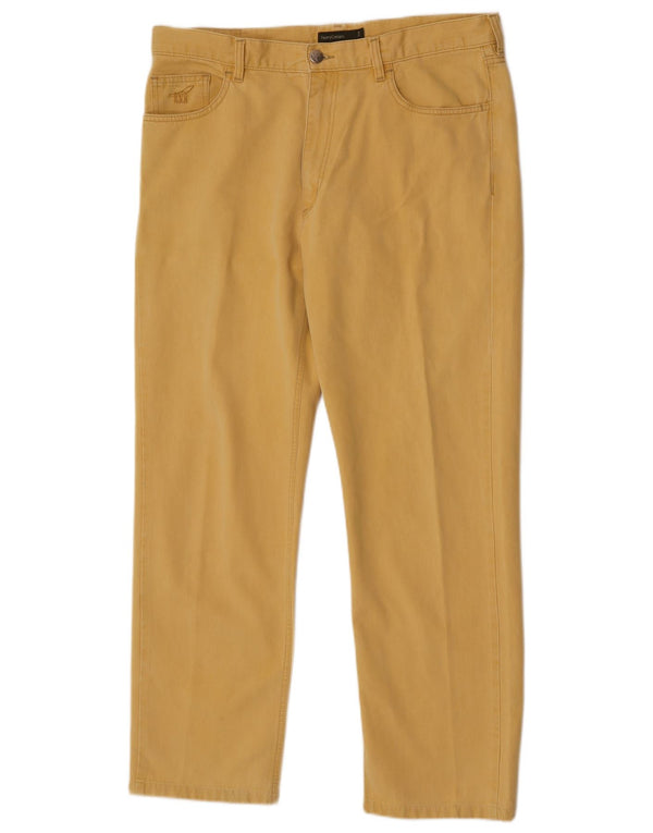 Henry Cottons Mens Straight Casual Trousers W38 L30 Yellow
