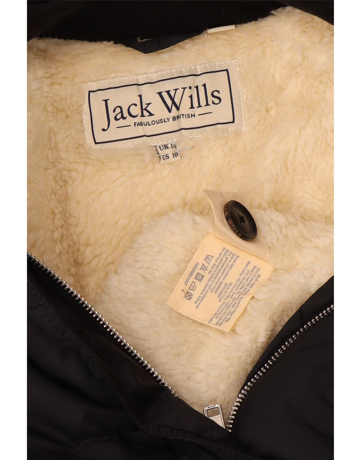 Женская стеганая куртка с капюшоном JACK WILLS UK 14, большой черный нейлон
