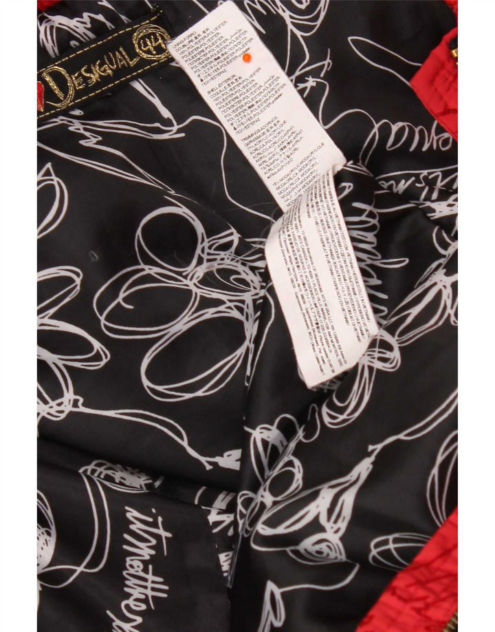 Женская утепленная куртка Desigual с капюшоном EU 44 XL, красный полиэстер с цветочным принтом