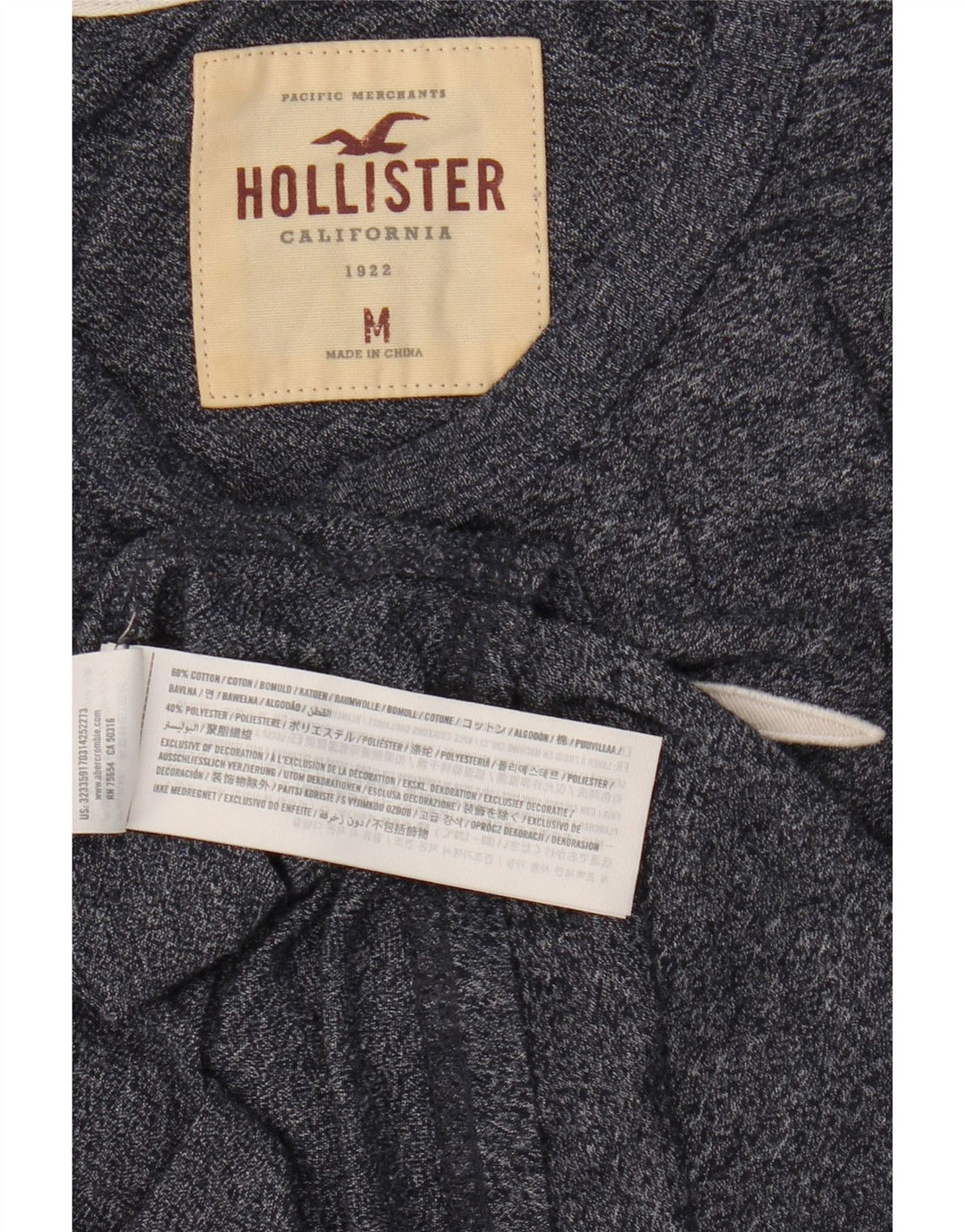 Мужской топ Hollister с длинным рукавом и рисунком, средний темно-синий, в крапинку, хлопок