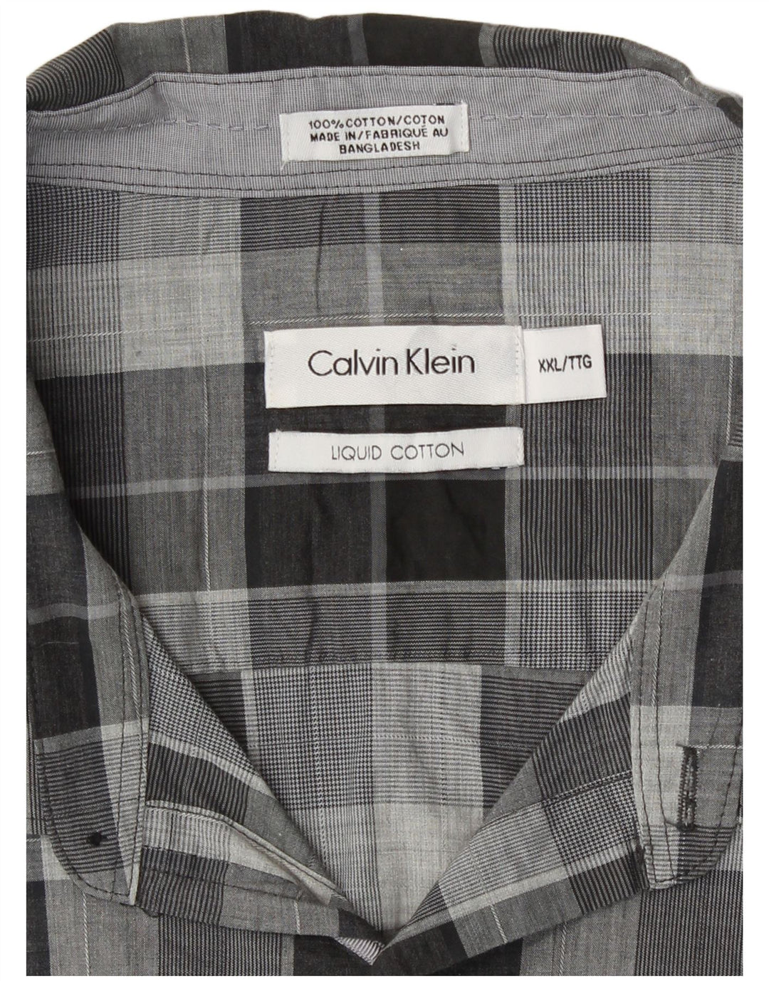 Мужская рубашка Calvin Klein 2XL, серая клетка, хлопок