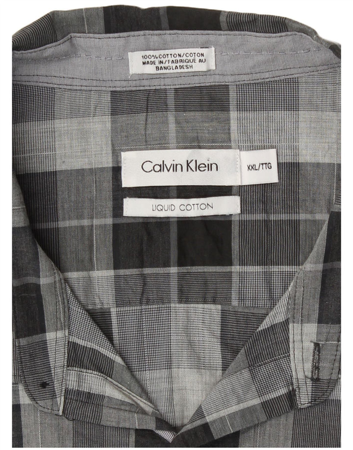 Мужская рубашка Calvin Klein 2XL, серая клетка, хлопок