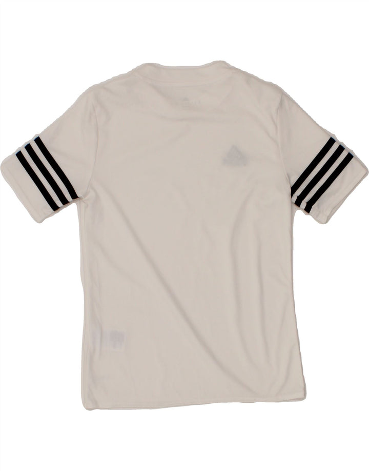 ADIDAS Boys Climalite T-Shirt Top 9-10 Years White Polyester Vintage Adidas and Second-Hand Adidas from Messina Hembry 