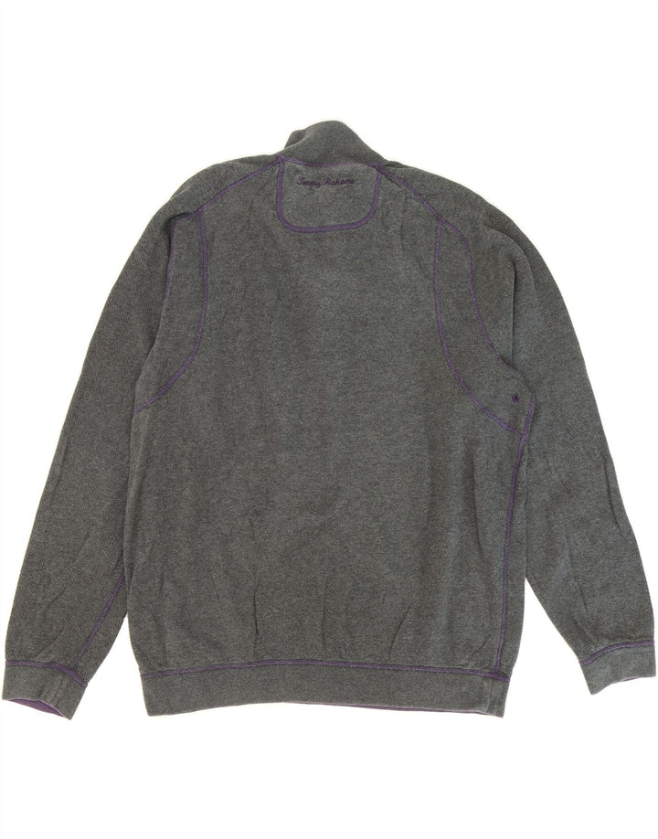 TOMMY BAHAMA Mens Zip Neck Reversible Sweatshirt Jumper Large Grey Vintage Tommy Bahama and Second-Hand Tommy Bahama from Messina Hembry 