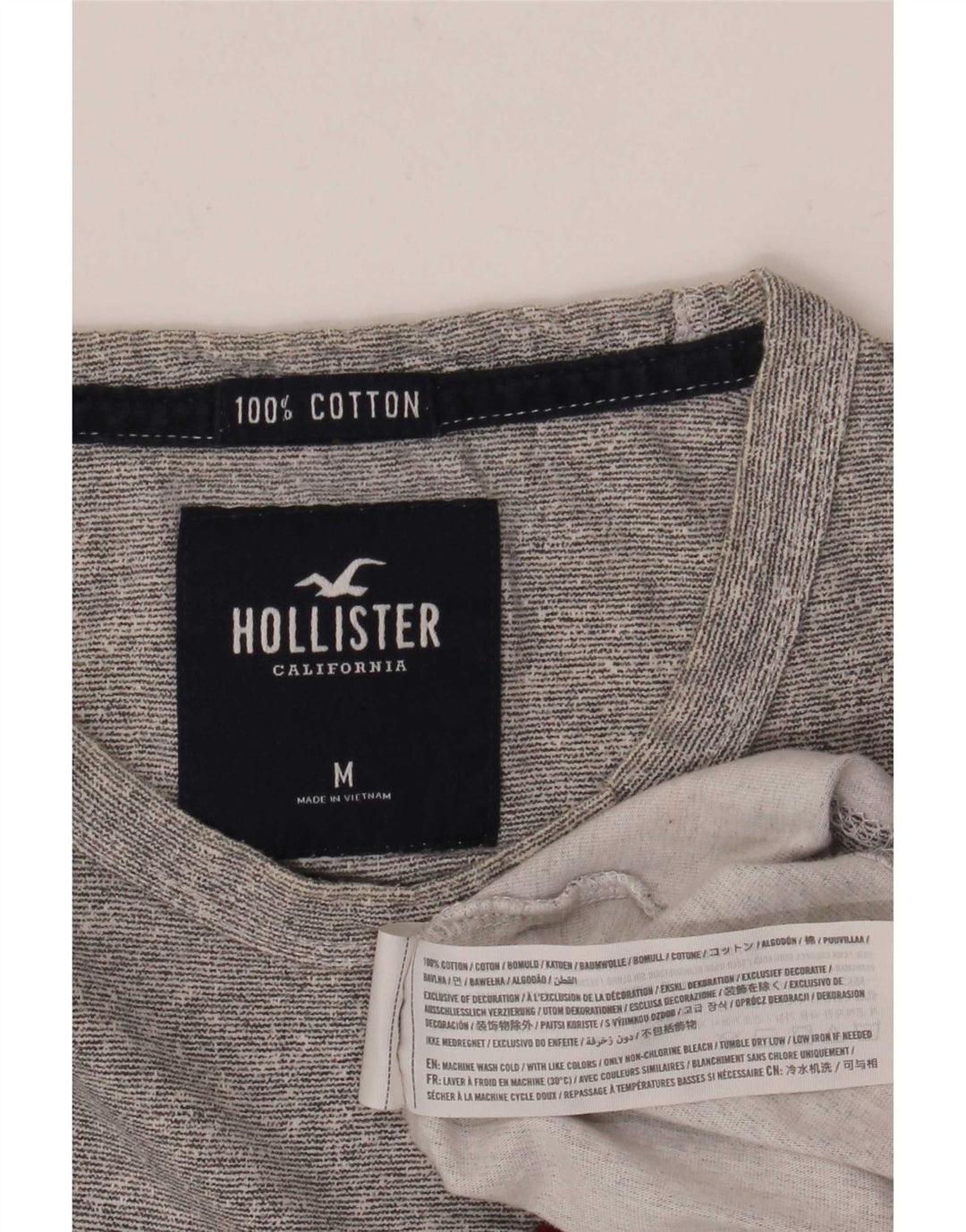 Мужская футболка с рисунком Hollister, топ среднего серого цвета, хлопок
