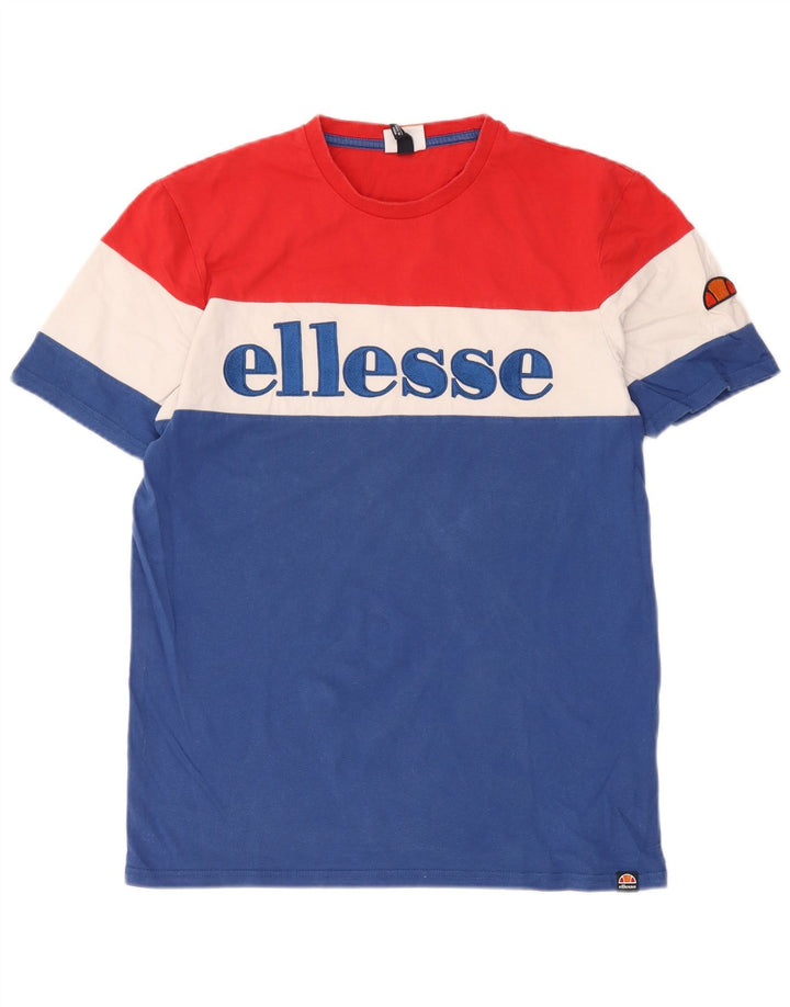 Мужская футболка Ellesse с рисунком, средний синий, хлопок с цветными блоками
