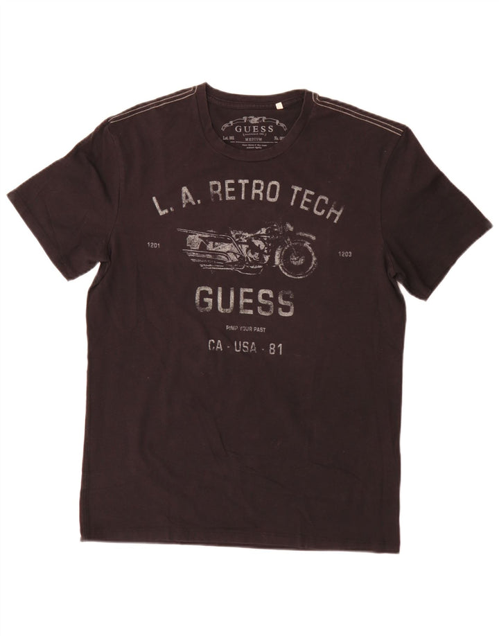 Мужская футболка Guess Regular с графическим рисунком, средний черный хлопковый топ
