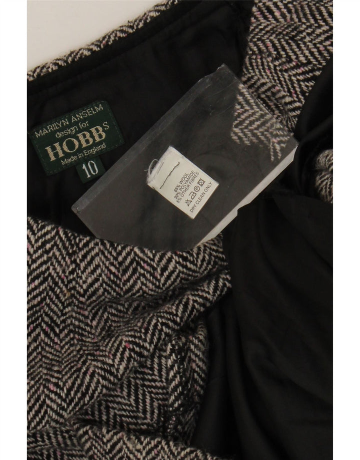 Женская юбка с баской Hobbs UK 10, маленькая W26, серая, с узором «елочка»