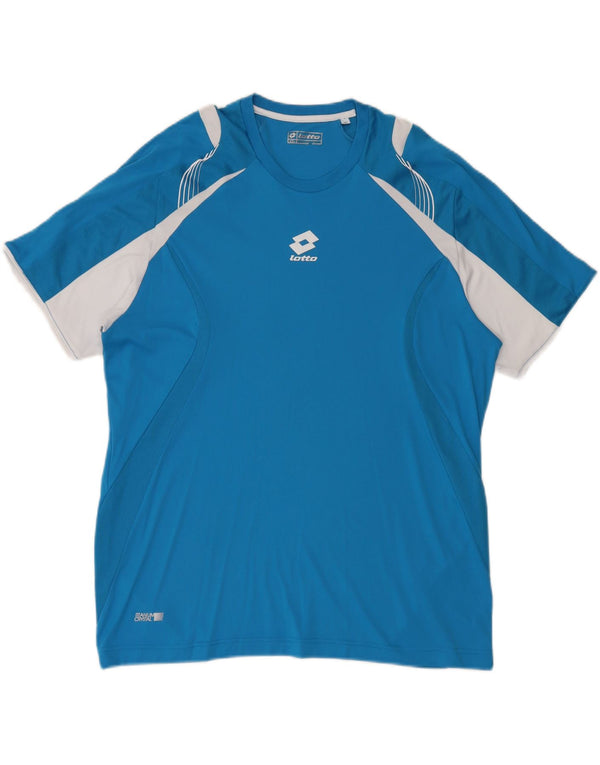 Мужская футболка Lotto 2XL, синяя, полиэстер с цветными блоками