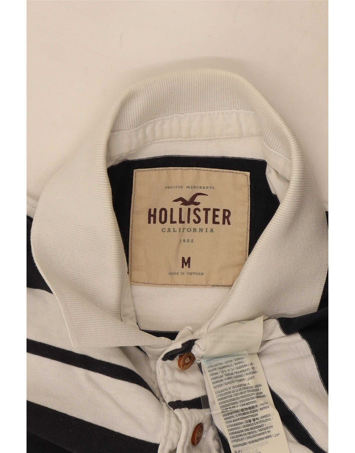Мужская рубашка-поло Hollister среднего размера, темно-синяя полоска, хлопок