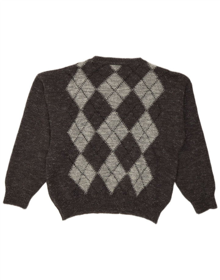 Мужской джемпер с v-образным вырезом Jack Stone IT 48 Medium Grey Argyle/Diamond