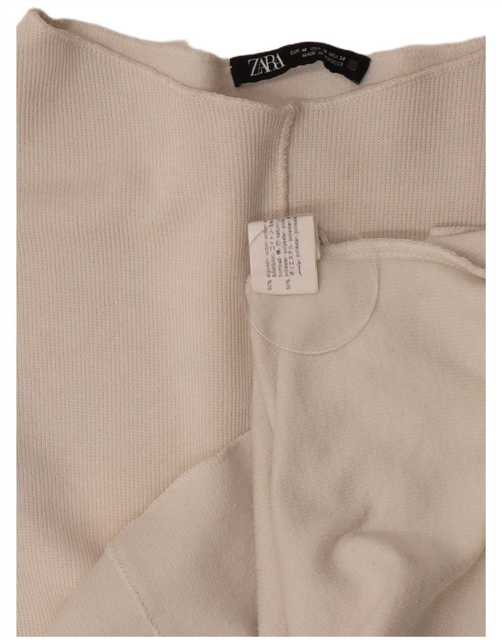 Женский топ Zara с длинным рукавом UK 14, средний белый хлопок