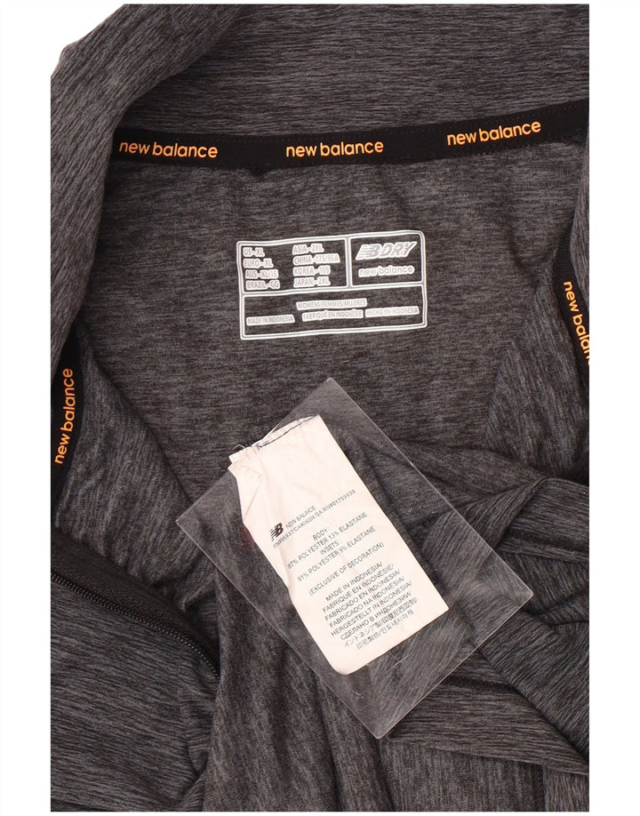 Женский пуловер с воротником на молнии NEW BALANCE, топ UK 18 XL, серый в крапинку