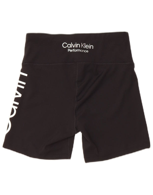 Женские спортивные шорты с графическим рисунком Calvin Klein UK 12, средний черный полиэстер