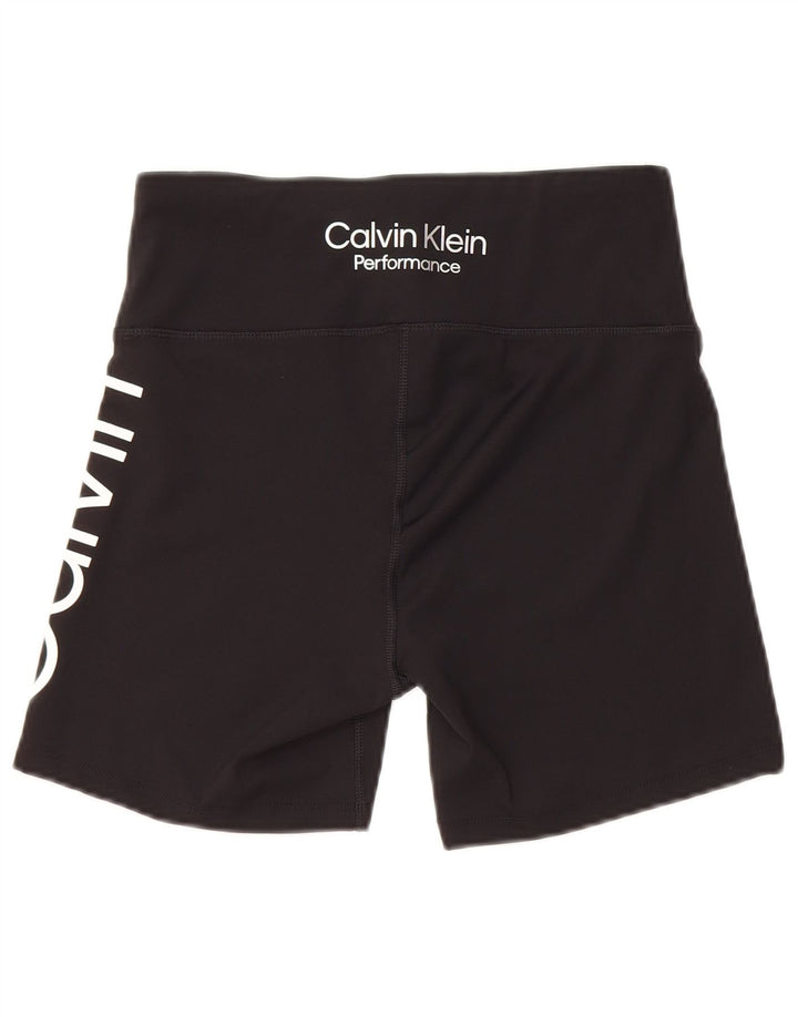 Женские спортивные шорты с графическим рисунком Calvin Klein UK 12, средний черный полиэстер