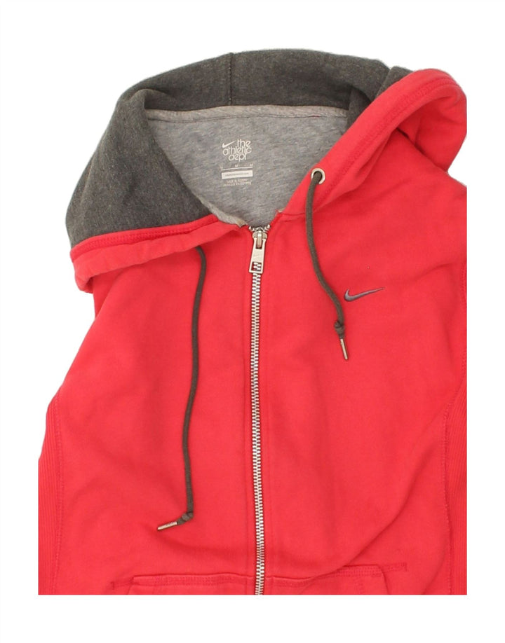 NIKE Womens Zip Hoodie Sweater UK 14 Medium Red Cotton Vintage Nike and Second-Hand Nike from Messina Hembry 