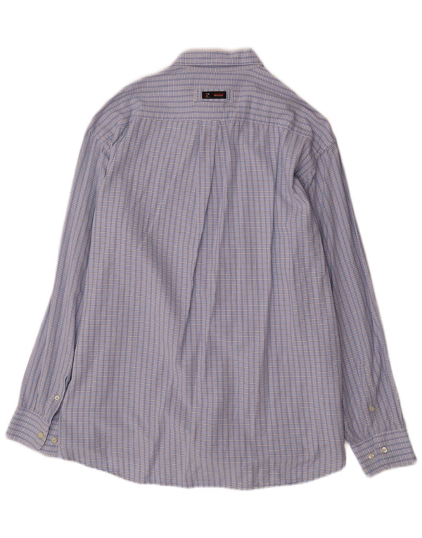 Винтажная мужская рубашка 2XL из хлопка синего цвета в клетку