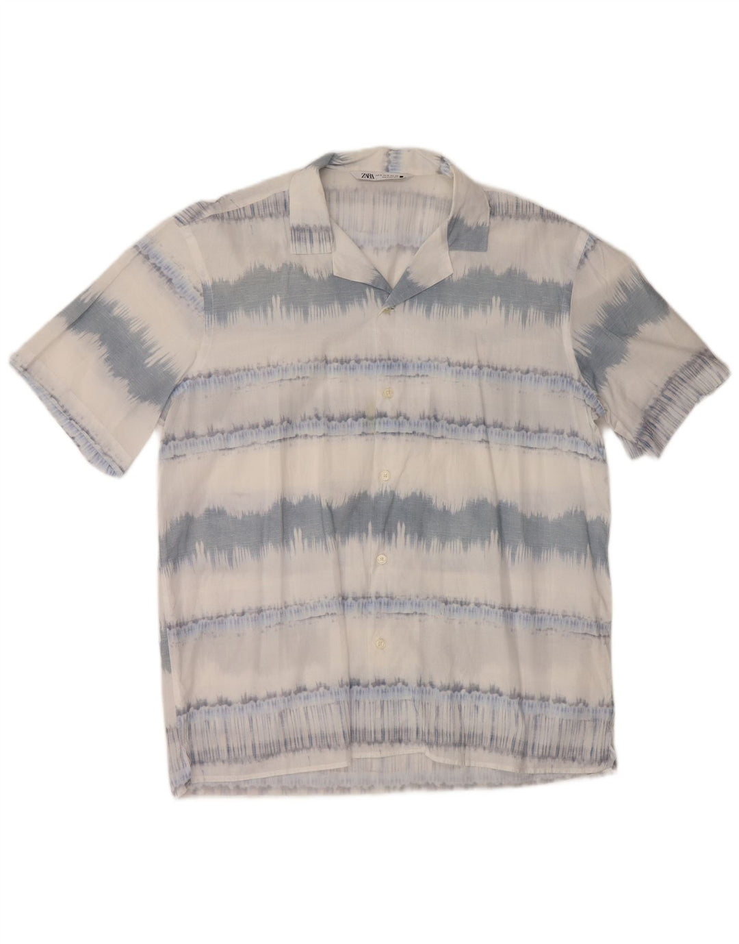 Мужская рубашка с коротким рукавом ZARA XL, хлопковая синяя полоска