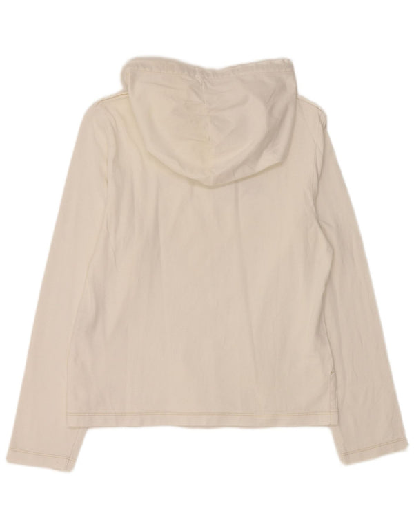 Женский топ REPLAY с капюшоном и графическим рисунком, длинный рукав, Великобритания, 14, большой белый хлопок