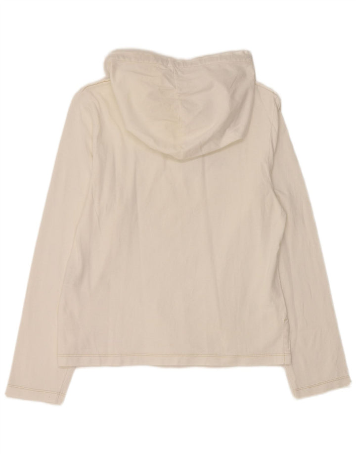 Женский топ REPLAY с капюшоном и графическим рисунком, длинный рукав, Великобритания, 14, большой белый хлопок