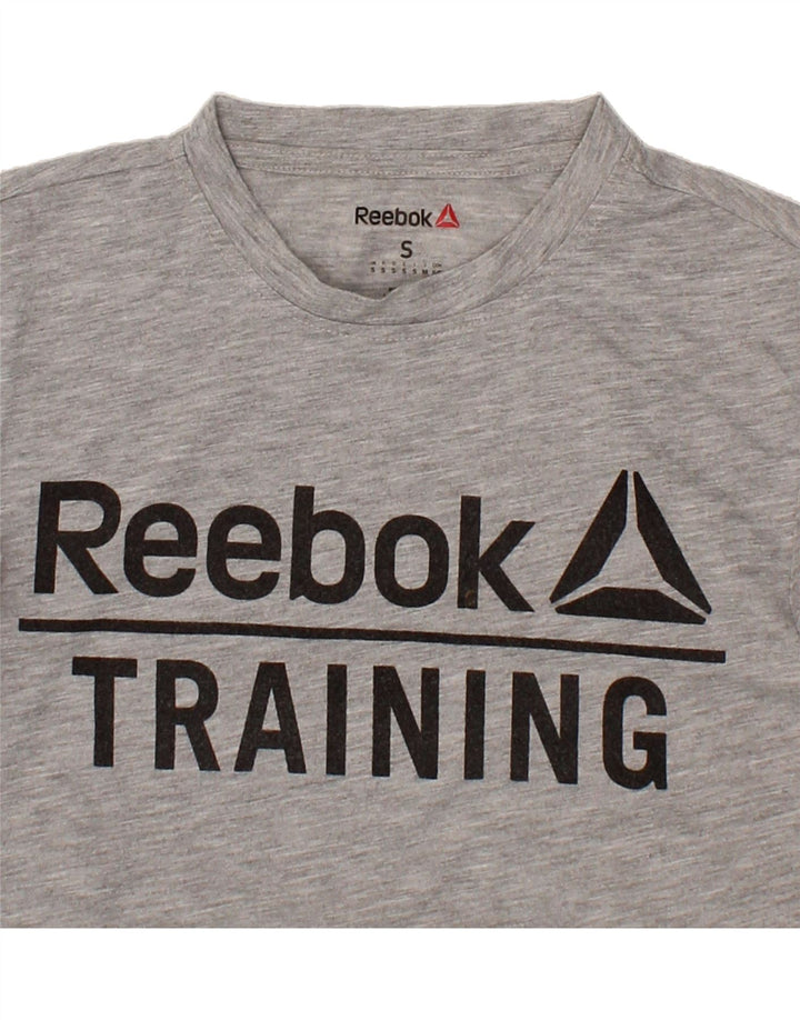 REEBOK Mens Graphic T-Shirt Top Small Grey Polyester Vintage Reebok and Second-Hand Reebok from Messina Hembry 