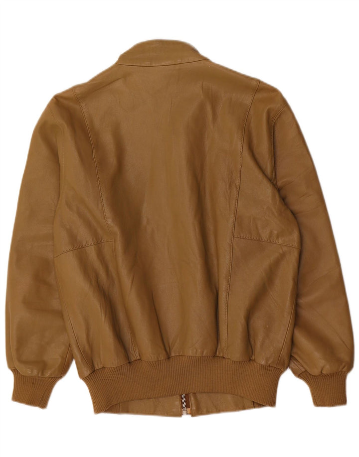 Винтажная женская кожаная куртка EU 36, маленькая коричневая кожа