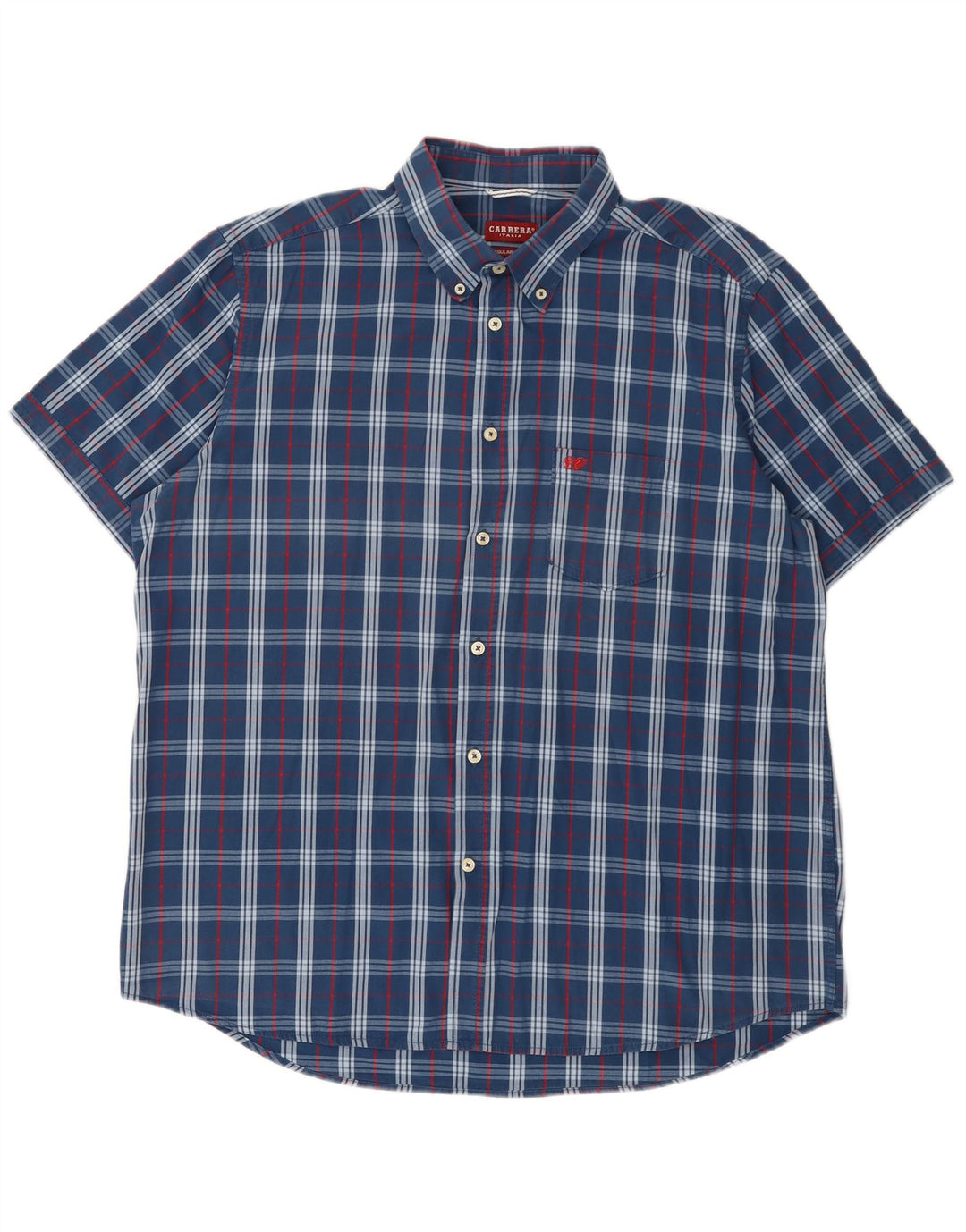 Carrera Мужская рубашка стандартного кроя с коротким рукавом 2XL, синяя клетка, хлопок