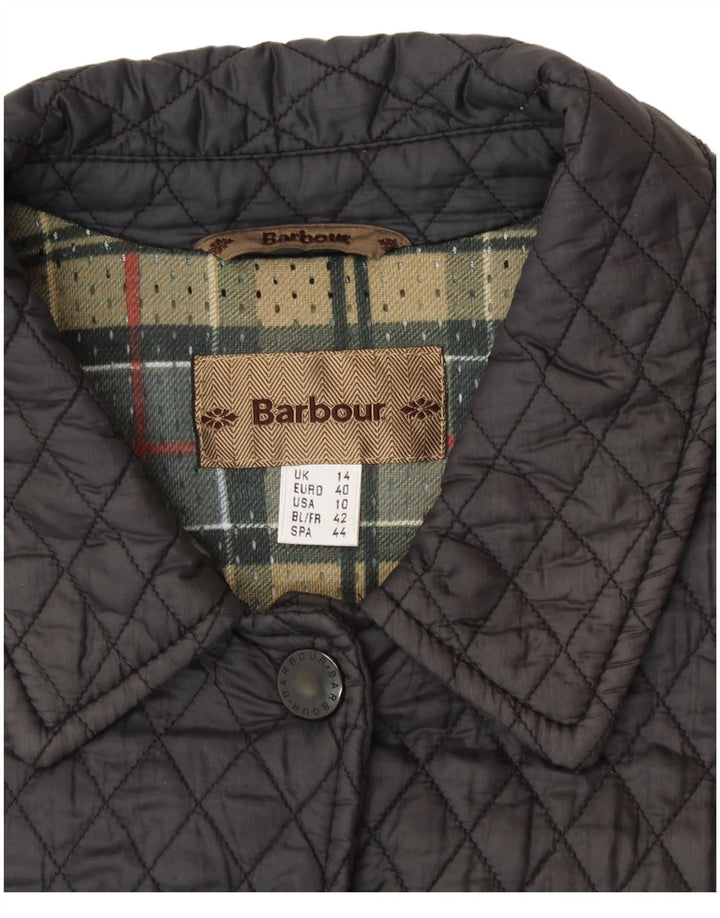 Женская стеганая куртка BARBOUR UK 14, большая черная нейлоновая ткань