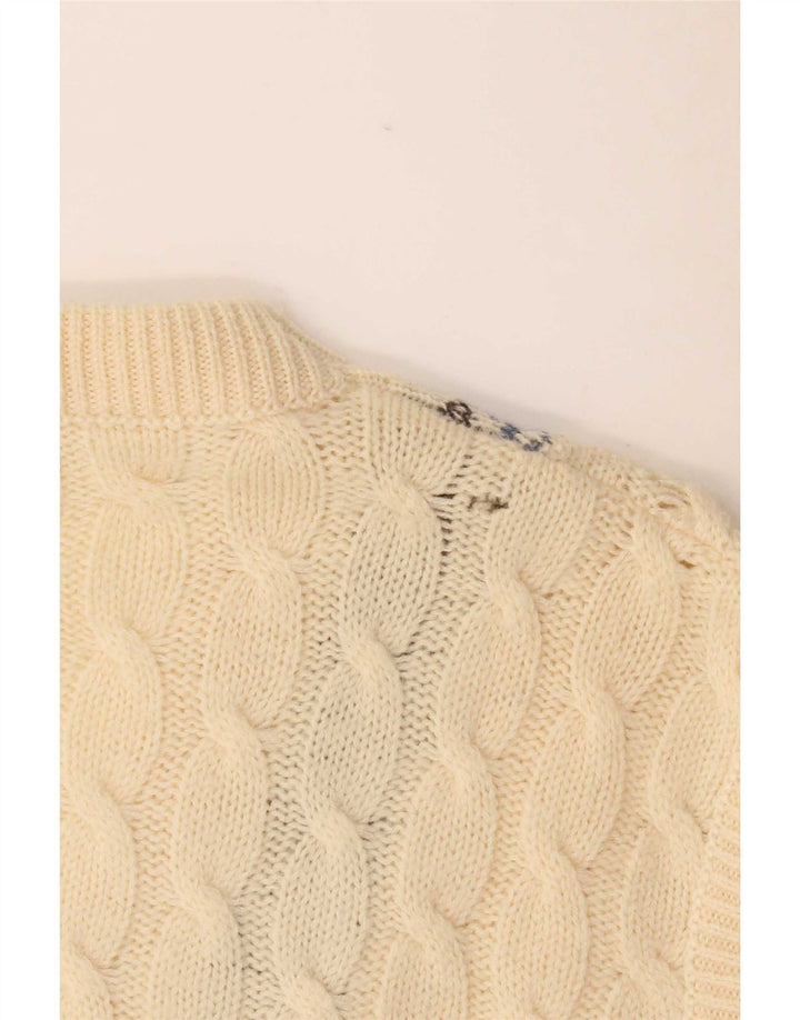 Винтажная мужская майка-майка, большая белая шерстяная майка Fair Isle