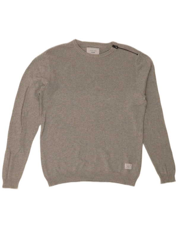 JACK & JONES Mens Crew Neck Jumper Sweater Medium Grey Cotton
