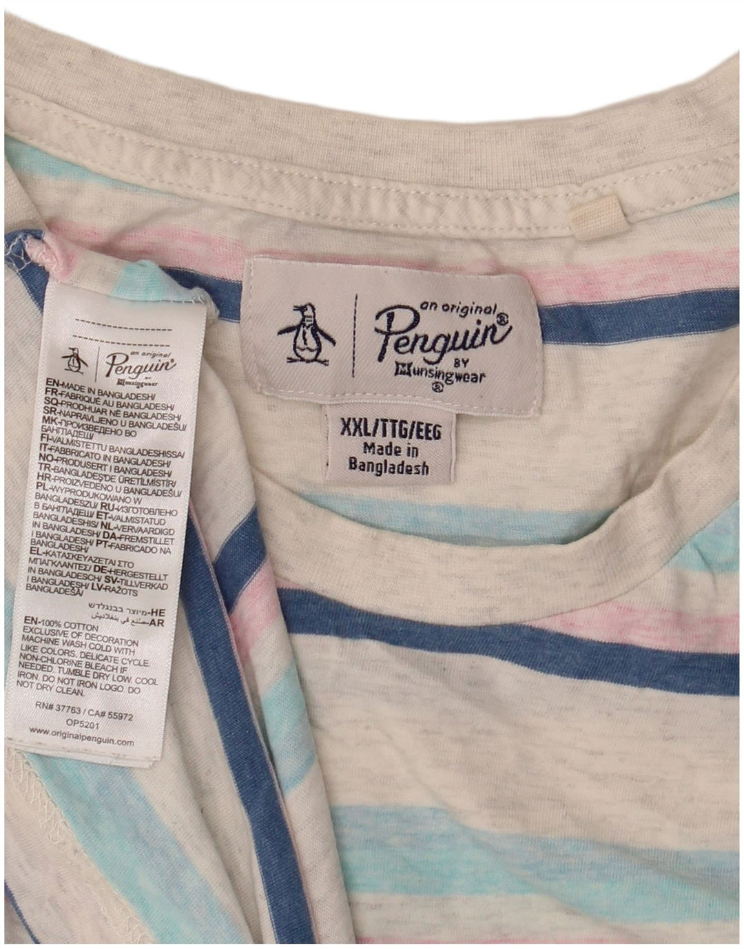 Мужская футболка Penguin Top 2XL, хлопок в белую полоску