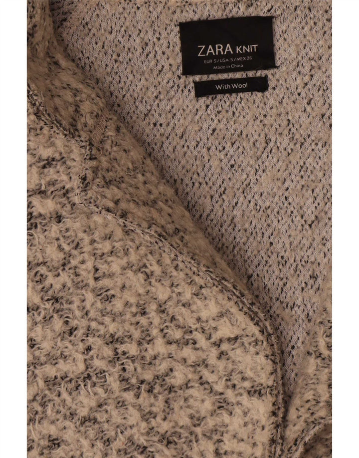 Женское пальто оверсайз Zara UK 10, маленькое бежевое шерстяное с крапинками