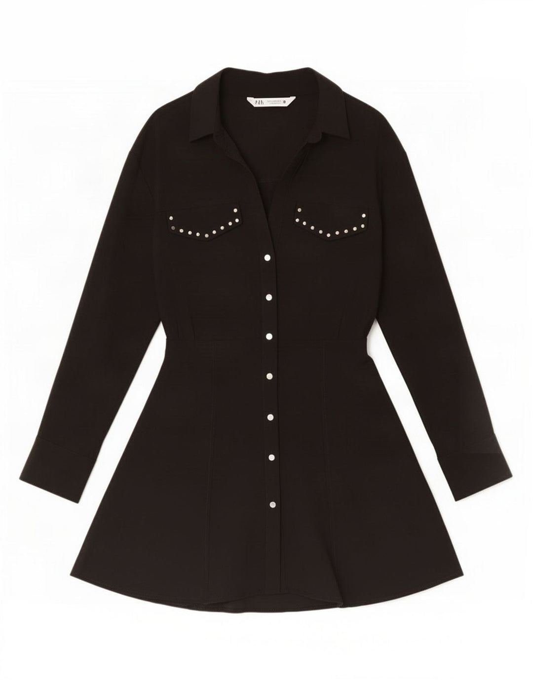 Женское платье-рубашка Zara UK 12, средний черный, вискоза