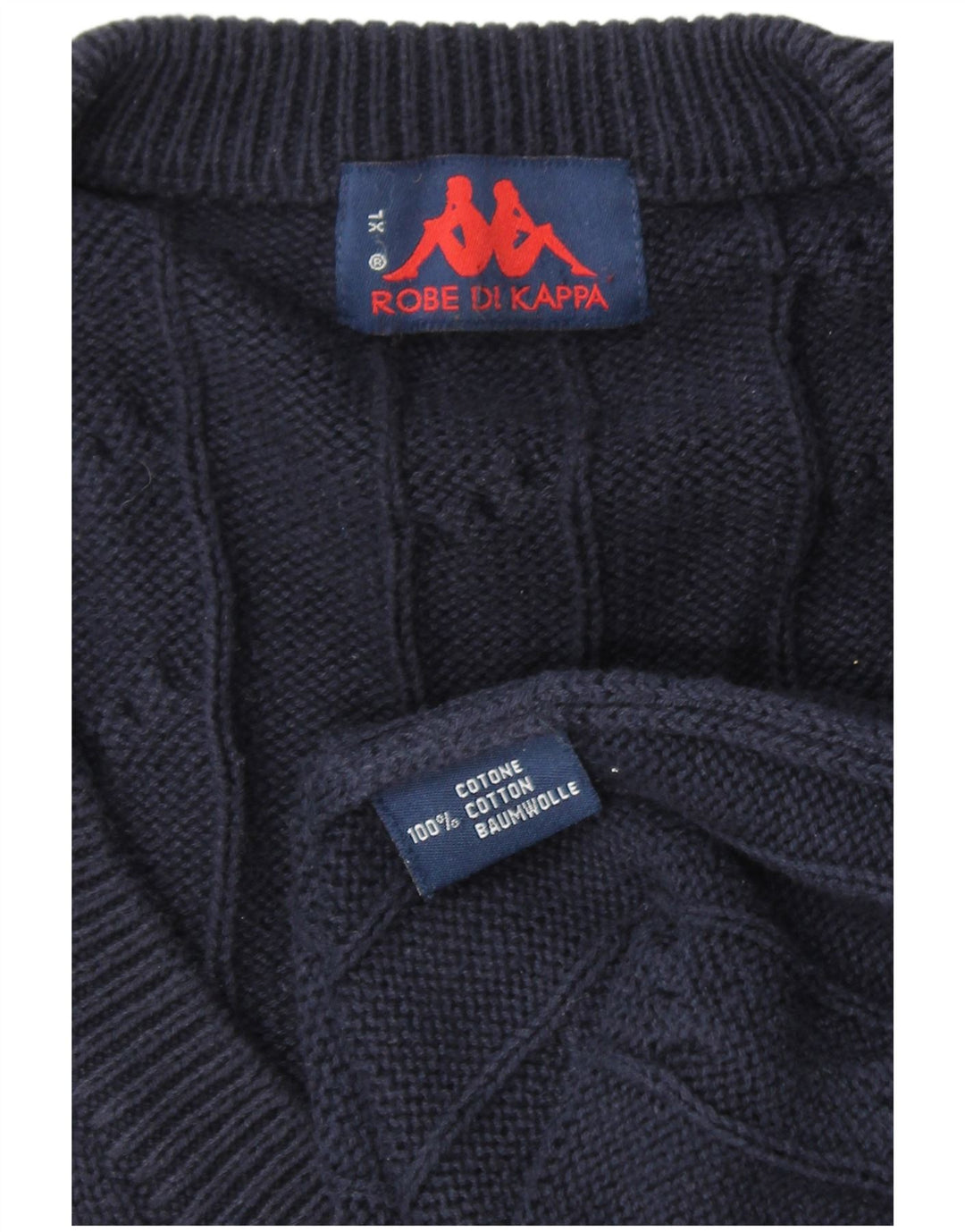 KAPPA Мужской джемпер с v-образным вырезом XL, темно-синий, хлопок