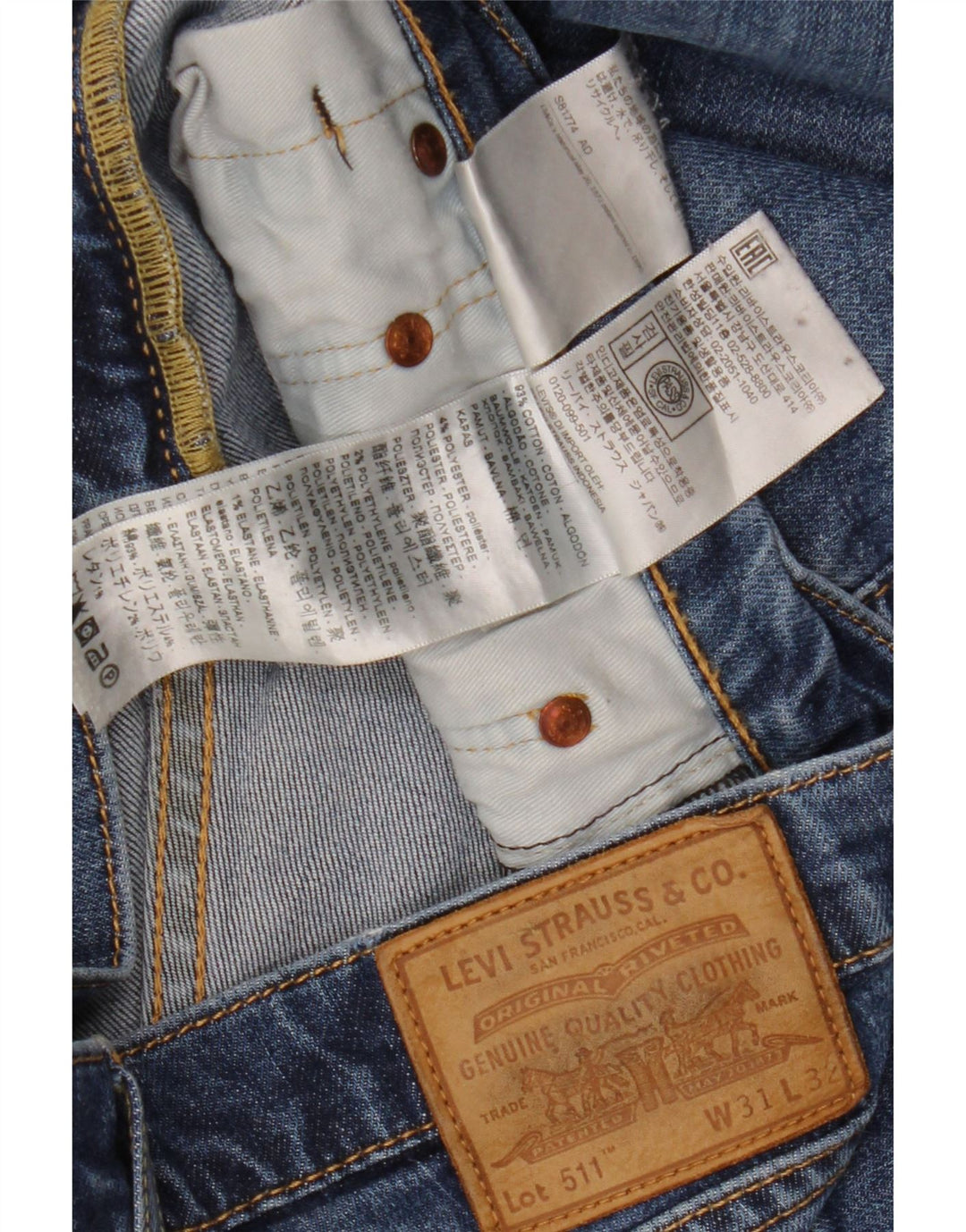 Мужские джинсы Levi's Slim 511 W31 L32 синие, хлопок