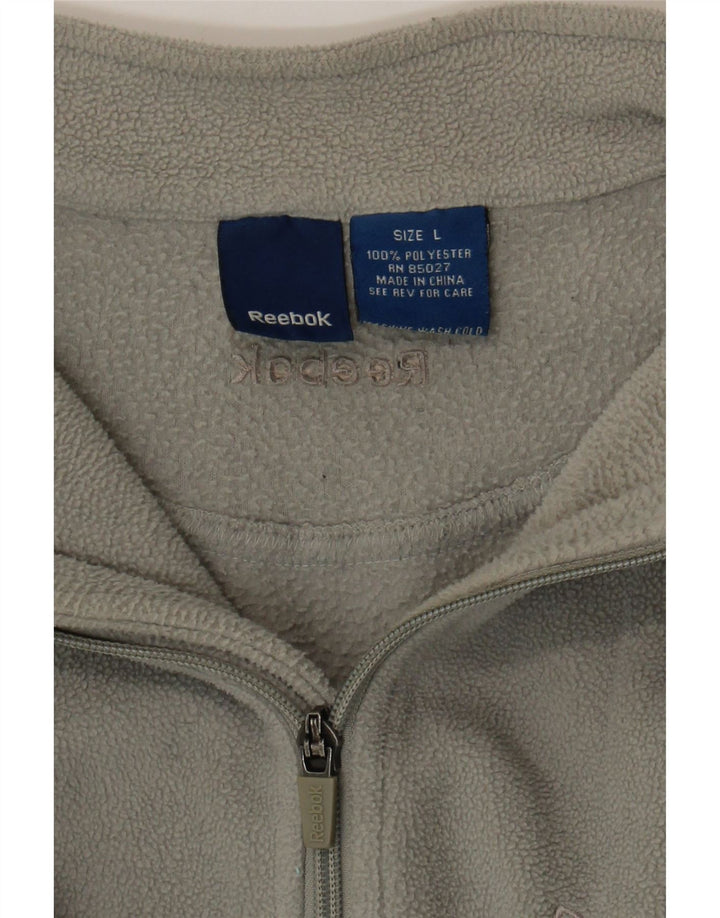 REEBOK Mens Zip Neck Fleece Jumper Large Grey Polyester Vintage Reebok and Second-Hand Reebok from Messina Hembry 