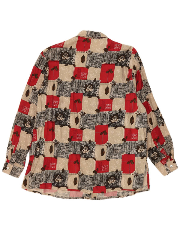 Женская блузка-рубашка VINTAGE UK 20 2XL, разноцветная вискоза с цветочным принтом