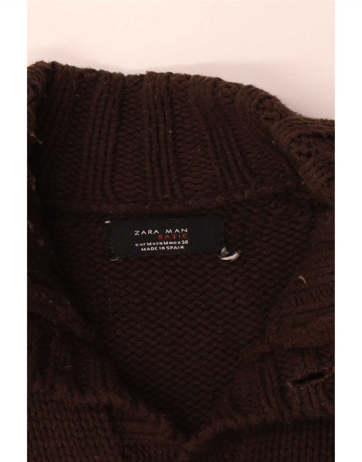 Мужской кардиган Zara среднего коричневого цвета