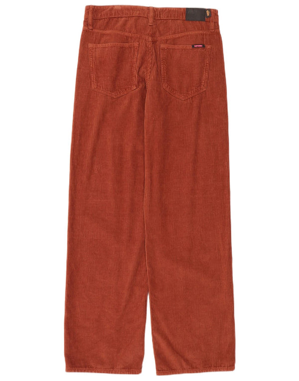 Superdry Женские вельветовые брюки с высокой талией и широкими штанинами W28 L32 Коричневый хлопок