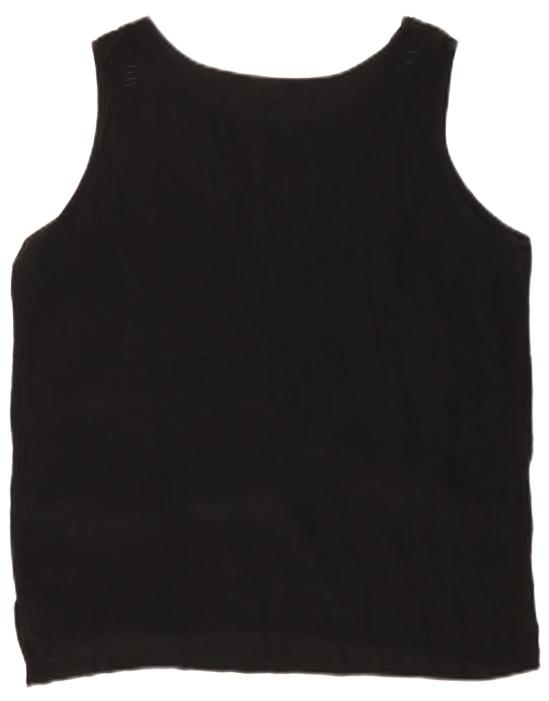 ВИНТАЖНАЯ Женская Блузка Без Рукавов Топ Великобритания 14 Средний Черный Шелк