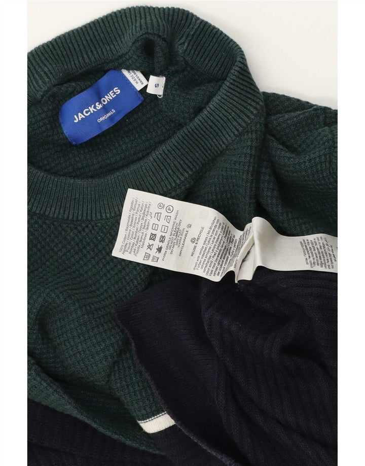 Мужской джемпер с круглым вырезом Jack & Jones, маленький темно-синий с цветными блоками