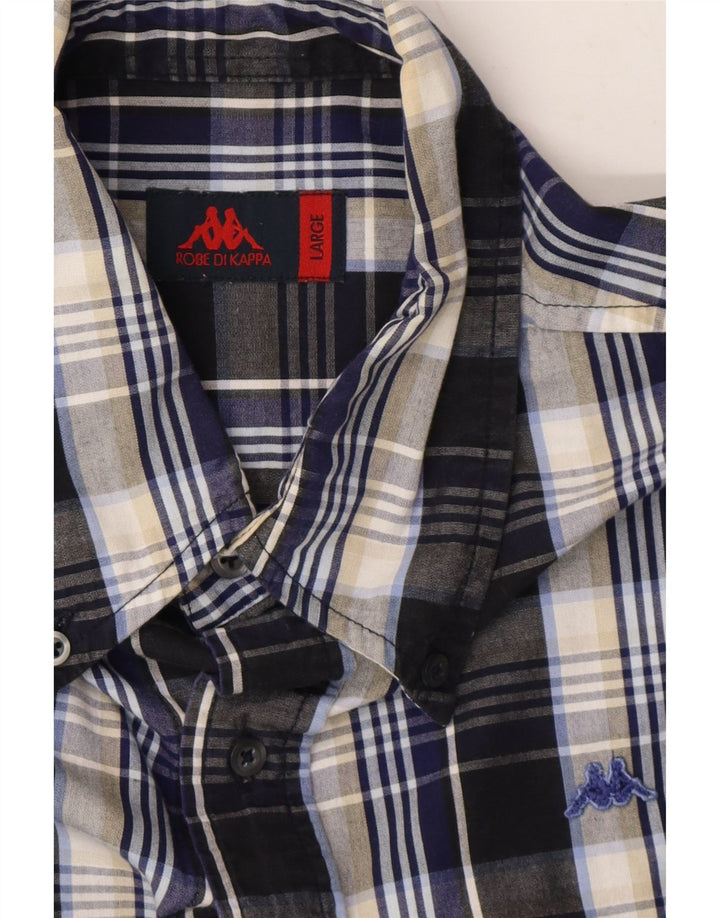 KAPPA Mens Shirt Large Black Check Cotton Vintage Kappa and Second-Hand Kappa from Messina Hembry 