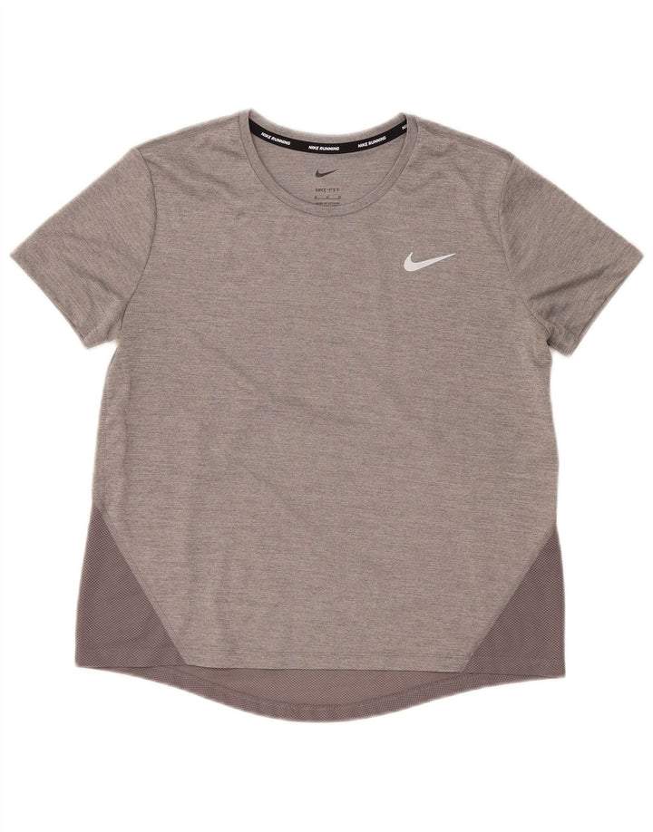 Женская футболка Nike Dri Fit Top UK 14, средний серый полиэстер с цветными блоками